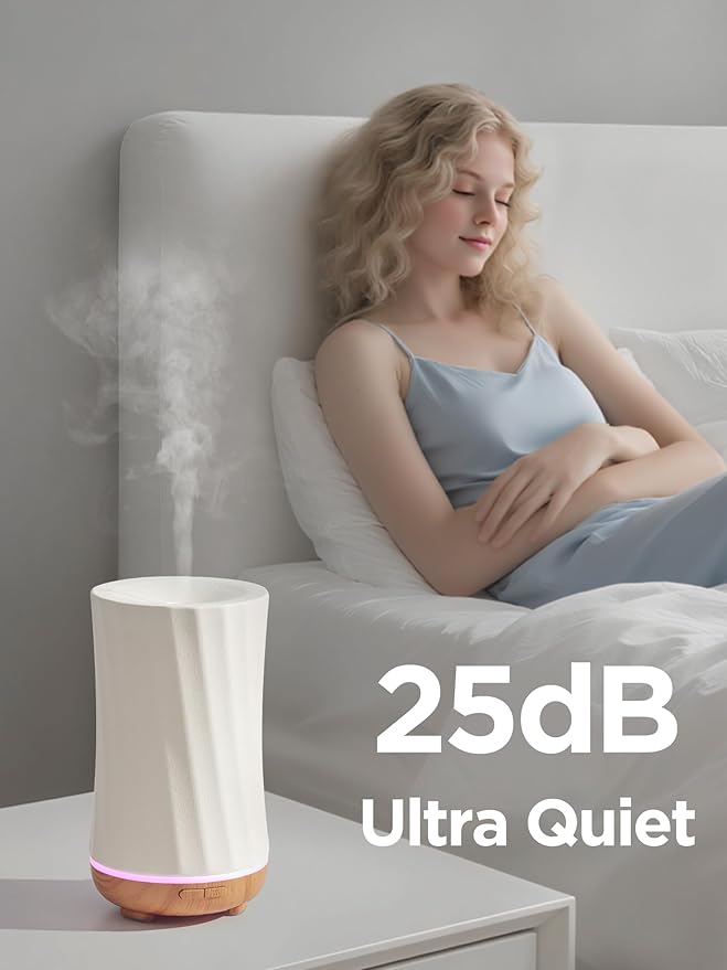 InnoGear 150ml Ceramic Oil Diffuser, Handcrafted Stone Essential Oil Diffuser Aromatherapy Diffusers Ultrasonic Cool Mist Humidifier Vaporizor with 2 Mist Modes for Room Home, White Twist Ceramic