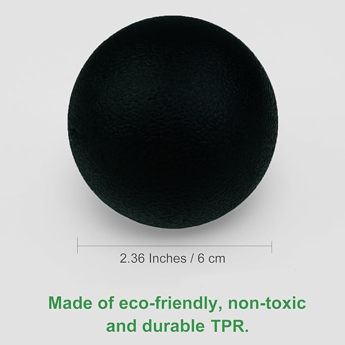 Hard Lacrosse Ball Massage Ball Therapy. Firm Trigger Point Massager Tool for Deep Tissue Yoga Physiotherapy Myofascial Release Muscle Relax Plantar Fasciitis Pain Relief (2 Pack) (Black)