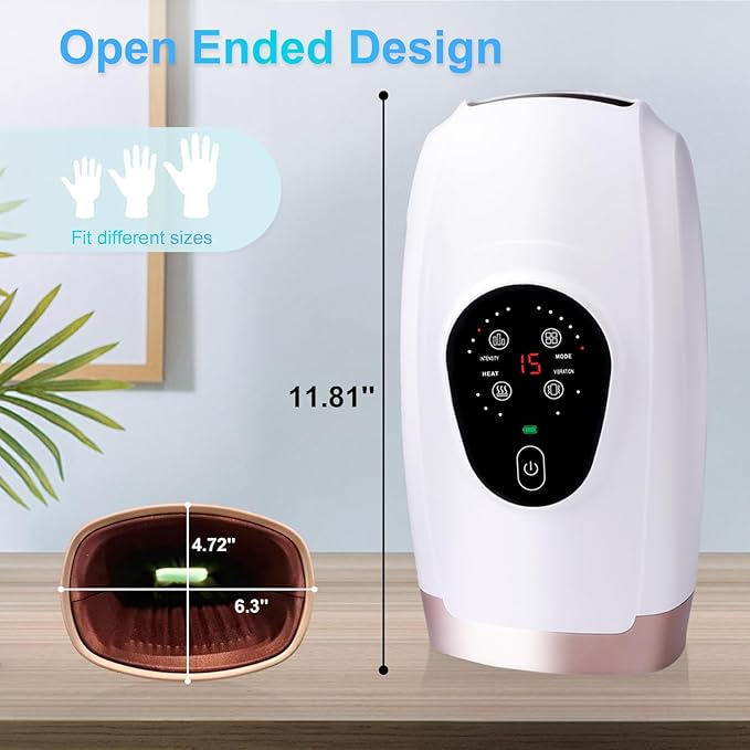 Hand Massager with Heat and Compression โ 6 Intensities, 6 Massage Modes, 3 Heat Levels, 2 Vibration Modes, Hand & Wrist Pain Relief for Arthritis & Carpal Tunnel, Relaxing Gift for Women & Men