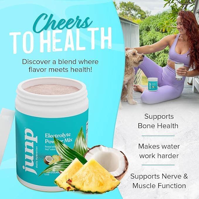 JUNP Electrolytes Powder No Sugar No Carbs – Pina Colada Coconut Pineapple Drink Mix - Potassium & Salt Electrolyte Hydration Powder - Zero Calorie Sugar Free Electrolyte Powder, Keto, 180 Servings