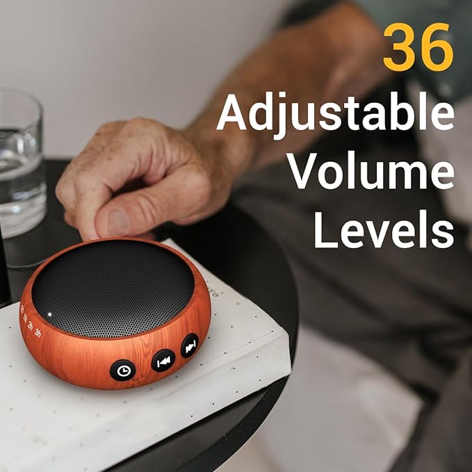 SoundMe Small Sound Machine Brown Noise Machine 30 Soothing Natural Sounds Rain Fan Pink White Noise Machine for Baby Kids Adults with 36 Volume Control Powered by AC or USB Sleep Timer Wood Grain
