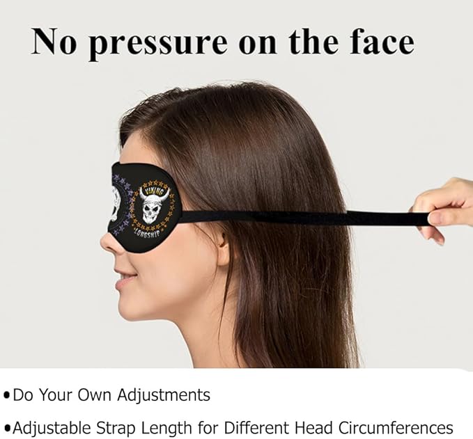 Skulls Heads Sleep Eye Mask Long Ship Pirate Stars Ring Halloween Purple Black Silk Sleeping Soft Eye Shade Cover for Men Women Boy Girl Airplane Travel with Elastic Strap