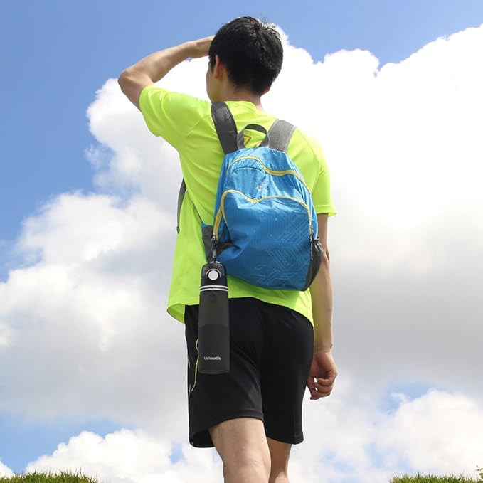 Valourgo Collapsible Water Bottle, Silicone Foldable with Leak Proof Valve BPA Free, Aqua Blue, 21 oz