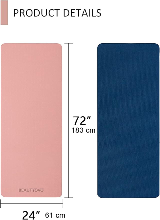 BEAUTYOVO Yoga Mat with Strap, 1/3 Inch Extra Thick Yoga Mat Double-sided Non Slip, Professional TPE Yoga Mats for Women Men, Workout Mat for Yoga, Pilates and Floor Exercises