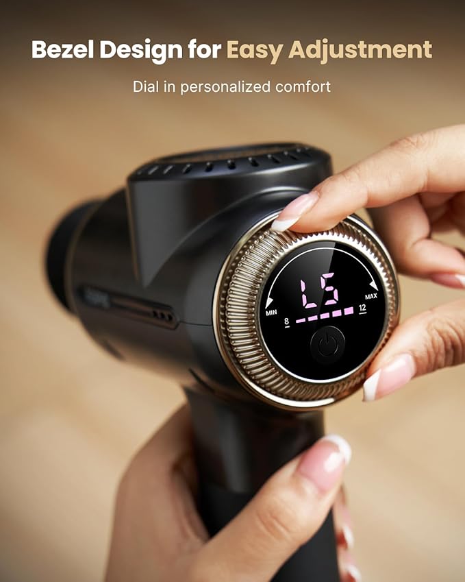 RENPHO Massage Gun Deep Tissue with 8-12mm Adjustable Amplitude Heavy-Duty, Percussion Professional Muscle Massager Gun with Portable Case for Athtetes & Home Use, Active EVO