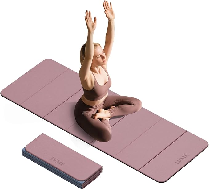 Foldable Yoga Mat, Extra Thick 0.32 inch, SGS Certifed, Non Slip, 71 x 24 inches, Foldable for Travel, Pilates, Camping, Environmental Sports Mat, Odorless TPE Material