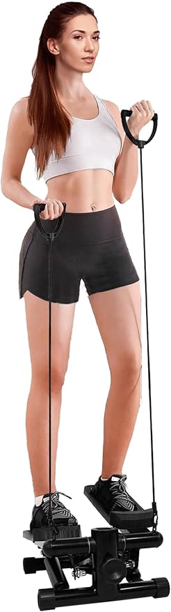 Fitvids Steppers for Exercise, Stair Steeper with Resistance Bands, Portable Stepper Capable of Full-Body Exercise, Low Noise and Smooth, Bear 300 lbs