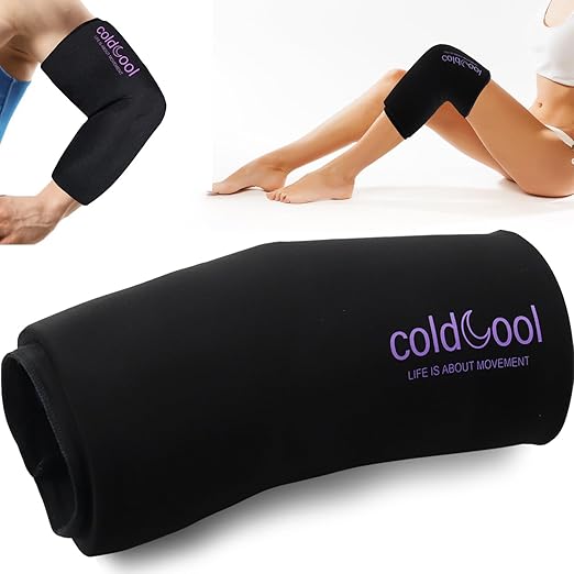 Coldcool Knee Ice Pack Wrap for Injuries, Reusable Gel Cold Packs Brace 360° Compression Sleeve for Elbow, Ankle & Calf - Flexible Cold Wrap Recovery for Meniscus, ACL, MCL Pain Relief.