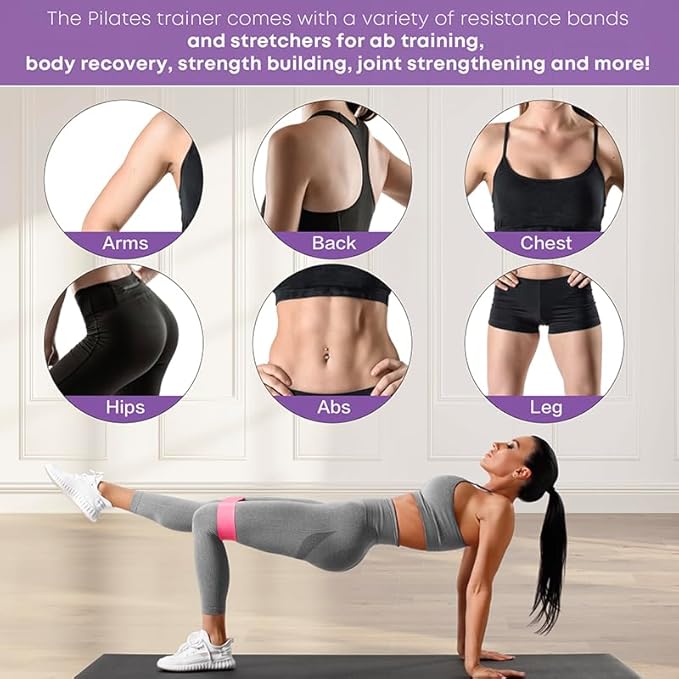 13 Pcs Pilates Essentials Kit for Women, Home Workout Equipment Set with 9.8” Ball, Magic Circle, Accessories, Perfect for Beginners to Toning & Fitness, Pink