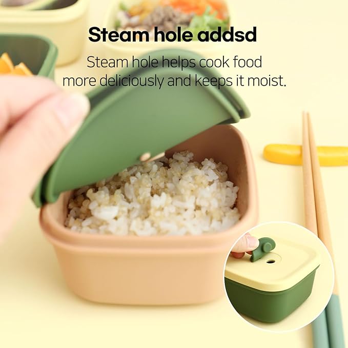 K Silicone Food Containers,10.1oz 300ml 3Pcs 1SET, BPA Free Premium Silicone with Steamhole Lid, Dishwasher,Microwave and Freezer Safe,Semi-persistent Use,Food Grade, FDA