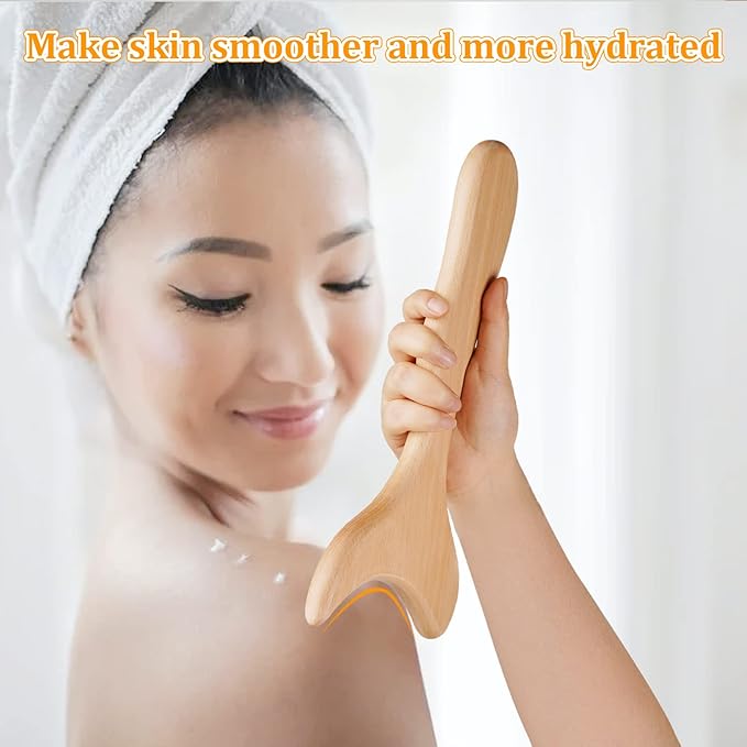 Liitrton Wood Therapy Fasci Massage Tools Curved Wooden Massage Roller Cellulite Reduction and Muscle Tension (Wood 3-in-1)