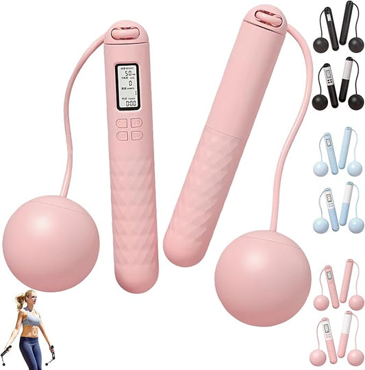 Runaivete Skipping Rope with Counter, Cordless Jump Ropewith LCD Display, Smart Weighted Jump Rope, Displaying Jump Count, Time&Calories Burned Counting Jumprope for Fitness&Lose Weight