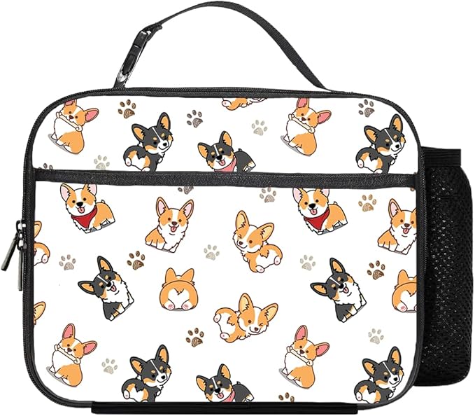 Corgi Lunch Bag Reusable Insulated Dog Lunch Box Keep Food Cooler Thermal Lunch Tote for Women Men