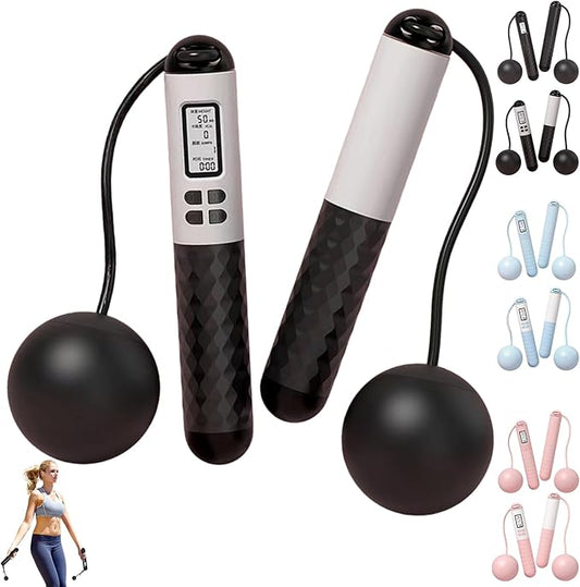 Runaivete Skipping Rope with Counter, Cordless Jump Ropewith LCD Display, Smart Weighted Jump Rope, Displaying Jump Count, Time&Calories Burned Counting Jumprope for Fitness&Lose Weight