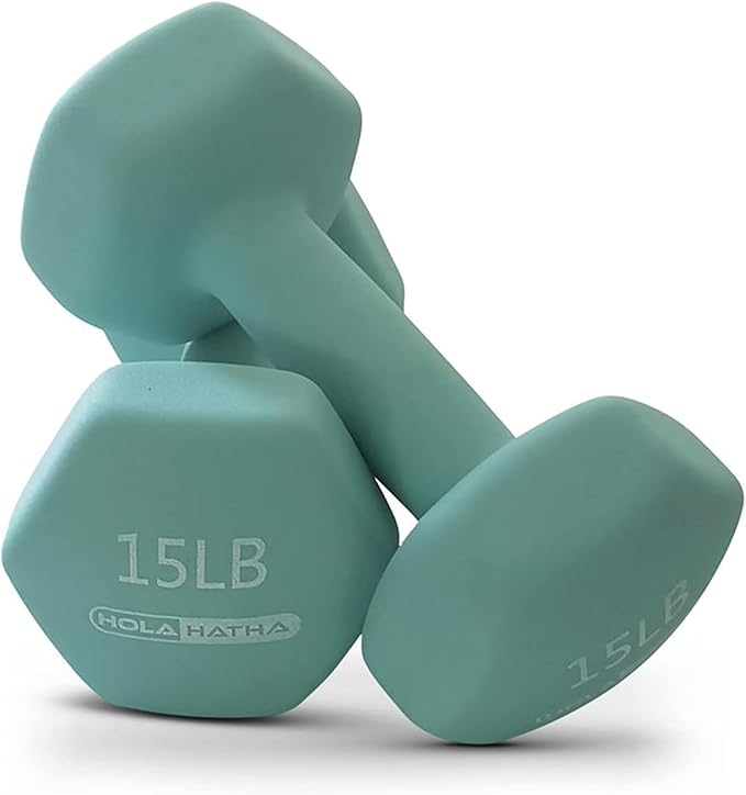 HolaHatha 2, 3, 5, 8, and 10 Pound Neoprene Dumbbell Free Hand Weight Set with Rack, Ideal for Home Exercises to Gain Tone and Definition, Pastel
