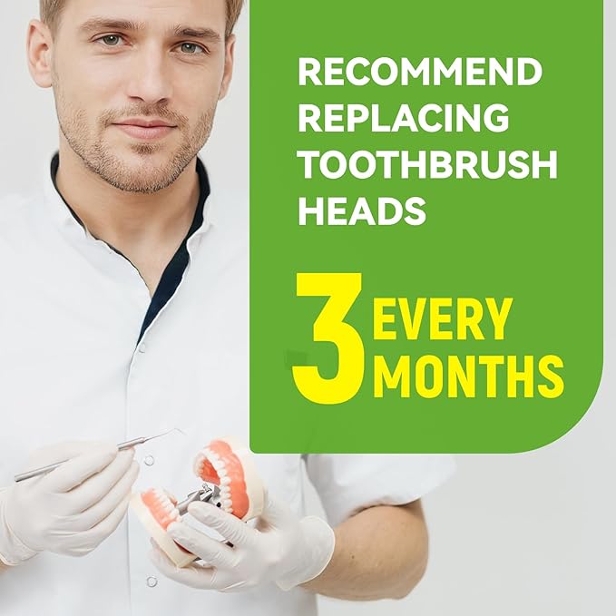 Bamboo Toothbrush Heads Compatible with Gleem, Soft Castor-Oil Bristles, Biodegradable Toothbrush Replacement Heads, Eco-Friendly & Daily Cleaning