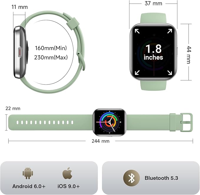 Smart Watches for Women Men, 1.85" Screen Smartwatch Compatible iPhone Android Phone (Answer/Make Call), 24/7 SpO2 Sleep Heart Rate Monitor,3ATM Waterproof, Fitness Tracker Watch 120+ Sport