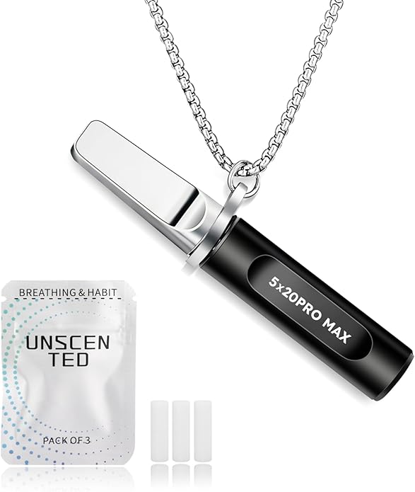 Breathing Necklace for Calm, Stainless Steel Breathing Pendant Breathwork Tool for Calm Meditation & Stress Relief, Mindfulness Slow Breathing Trainer, Adjustable Chain, Gift for Women Men