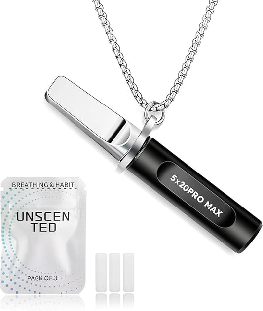 Breathing Necklace for Calm, Stainless Steel Breathing Pendant Breathwork Tool for Calm Meditation & Stress Relief, Mindfulness Slow Breathing Trainer, Adjustable Chain, Gift for Women Men