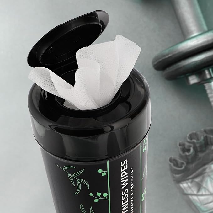 Wipex Fitness Equipment Wipes - Gym & Yoga Mat Cleaner, Peloton & Exercise Machine Wipes, All-Purpose Cleaning with Vinegar, Lemongrass & Eucalyptus, 75 Count (Pack of 12)