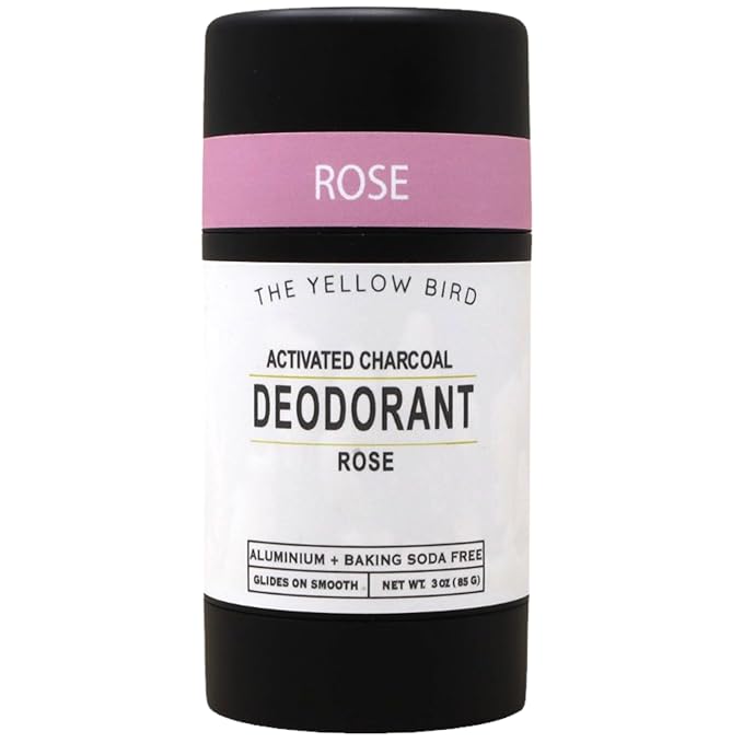 All Natural Rose Deodorant - Baking Soda & Aluminum Free. Includes Essential Oils, Magnesium, Charcoal for Adults, Kids, Sensitive Skin. Vegan | 3oz | Made in USA