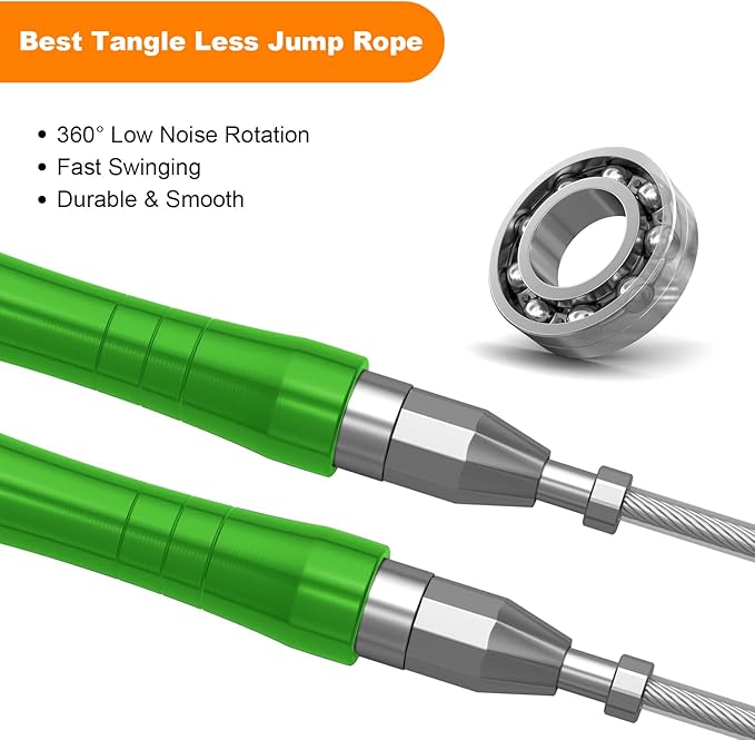 Jump Rope, High Speed Weighted Jump Rope - Premium Quality Tangle-Free - Self-Locking Screw-Free Design - Jump Ropes for Fitness - Skipping Rope for Workout Fitness, Crossfit & Home Exercises