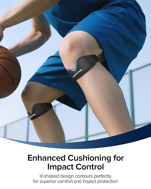 Patellar Tendon Support Strap 2 Pack, Knee Brace Patella Band for Running Hiking Basketball Gym Fitness Tennis Badminton Cycling, Offers Relief from Meniscus Tear and Knee Pain. Black