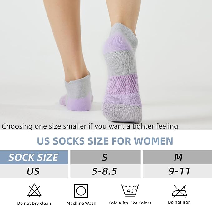 FITRELL 5-6 Pairs Ankle Running Socks for Women Athletic Cushioned Low Cut Tab Sports Socks