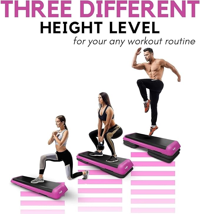 Yes4All Adjustable Workout Aerobic Exercise Step Platform Health Club Size with 4 Adjustable Risers Included and Extra Risers Options