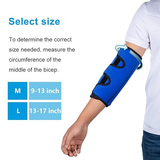 Elbow Brace for Cubital Tunnel Syndrome, Elbow Immobilizer Stabilizer Support Splint for Arthritis Pain Relief Tendonitis at Night Sleeping,Arm brace for Women and Men, Fits Right & Left (Blue, L)