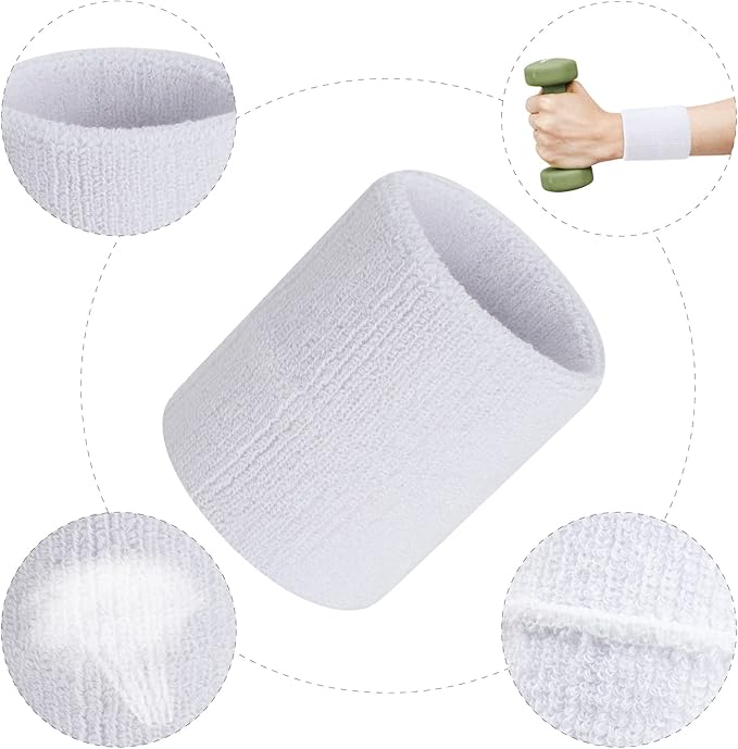 ONUPGO 6 Pieces Sweatbands Set - Sports Headbands Wristbands for Men & Women,Cotton Terry Cloth Sweatband for Tennis,Basketball,Gym,Working Out - Moisture Wicking Elasticity