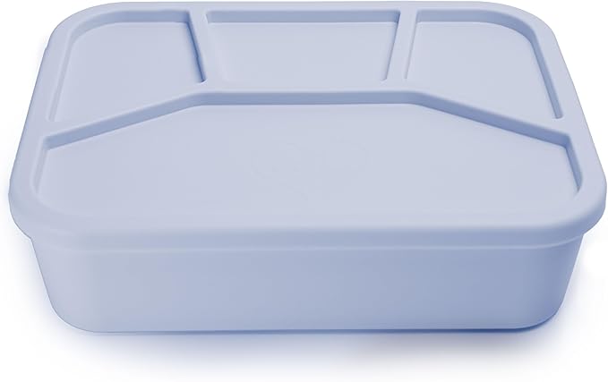 Leak Proof Bento Box Food-Grade Silicone Bento, BPA, Phthalate, Lead, & PVC Free - Lunch Box for Daycare, Kids, & Adults - Leak Resistant Sets With Lids Snack Box Container (Periwinkle 4)