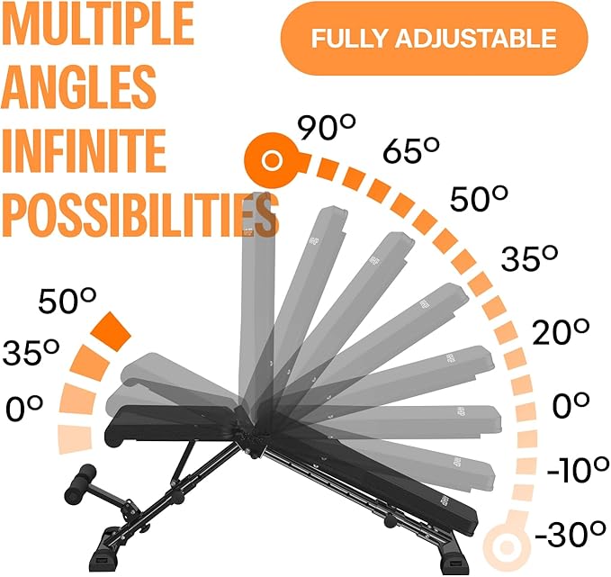 AIRHOP Upgraded Adjustable Weight Bench, Bench Press Full Body Workout, Quick Fold Space Saving, Workout Bench for Home Gym Strength Training