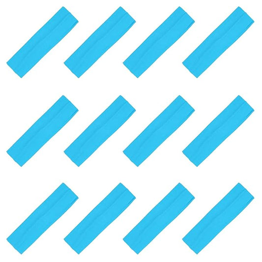 Kenz Laurenz Soft and Stretchy Elastic Cotton Headbands, Pack of 12, Light Blue