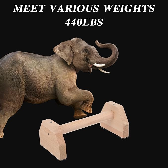 2 Pcs Push-up Stand, Wood Pushup Bars Non-Slip Base Exercise Home Workout Equipment, 26 CM Wooden Parallettes Handle Stands Grip for Men and Women Strength Training, Planks Calisthenics