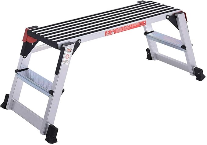 Giantex Aluminum Platform Non-Slip Folding Work Bench Drywall Stool Ladder 330lbs Capacity