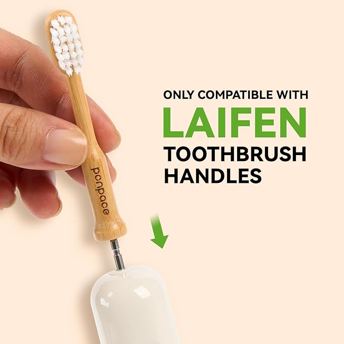 Bamboo Toothbrush Heads Compatible with Laifen, Extra Soft Castor-Oil Bristles for Sensitive Teeth, Eco-Friendly & Gentle Cleaning