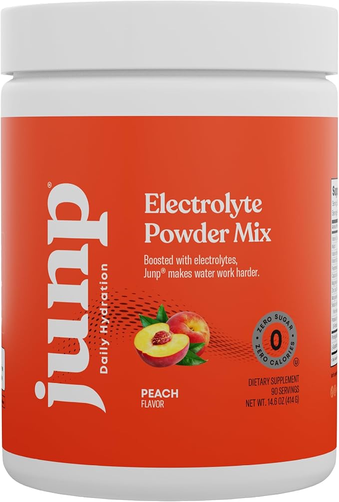JUNP Electrolytes Powder No Sugar No Carbs, Orchard Fresh Juicy Peach Keto Electrolyte Drink Mix, Potassium & Salt Hydration Powder Electrolytes Zero Calorie Sugar Free Electrolyte Powder, 90 Servings