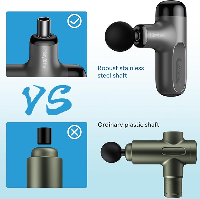 Mini Massage Gun with Heat, Deep Tissue Massage Gun, Portable Percussion Muscle Massager with 4 Massage Heads for Athletes