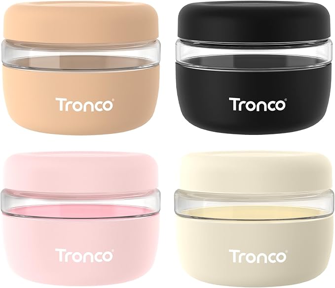 Tronco 16 oz Glass Food Storage Containers with Lids, Airtight, Leak & Spill Proof Glass Lunch Bowls for Meal Prep, Salad, Yogurt, Soup & Stew, Microwave & Dishwasher Safe, BPA-Free, Set of 4