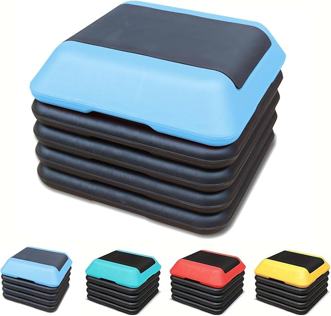 16" x 16" Adjustable Workout Aerobic Exercise Step Platformwith Adjustable Risers, Non-Slip Rubber Surface for Home Gym Cardio Training