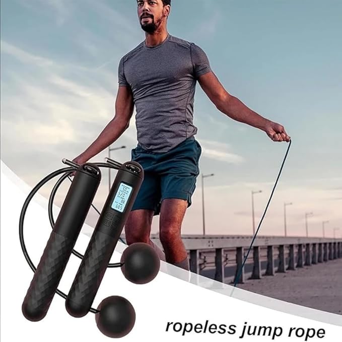 Runaivete Skipping Rope with Counter, Cordless Jump Ropewith LCD Display, Smart Weighted Jump Rope, Displaying Jump Count, Time&Calories Burned Counting Jumprope for Fitness&Lose Weight