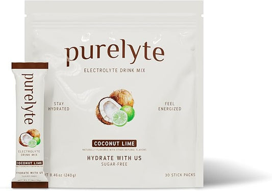 Electrolyte Drink Mix – Sugar-Free Hydration Powder Packets – Clean Electrolytes with Trace Minerals – Keto, Vegan, Gluten-Free – No Artificial Sweeteners – 30 Sticks – Coconut Lime