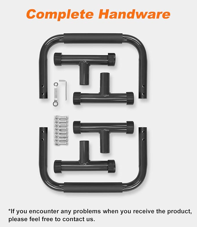 TABEKE Push Up Bar, 12" High Parallettes Bars & Dip Bar With Full-Cover Foam Handles, No Wobbling Calisthenics Equipment For Handstand, L-Sit, Gymnastics, Strength Training Home Gym