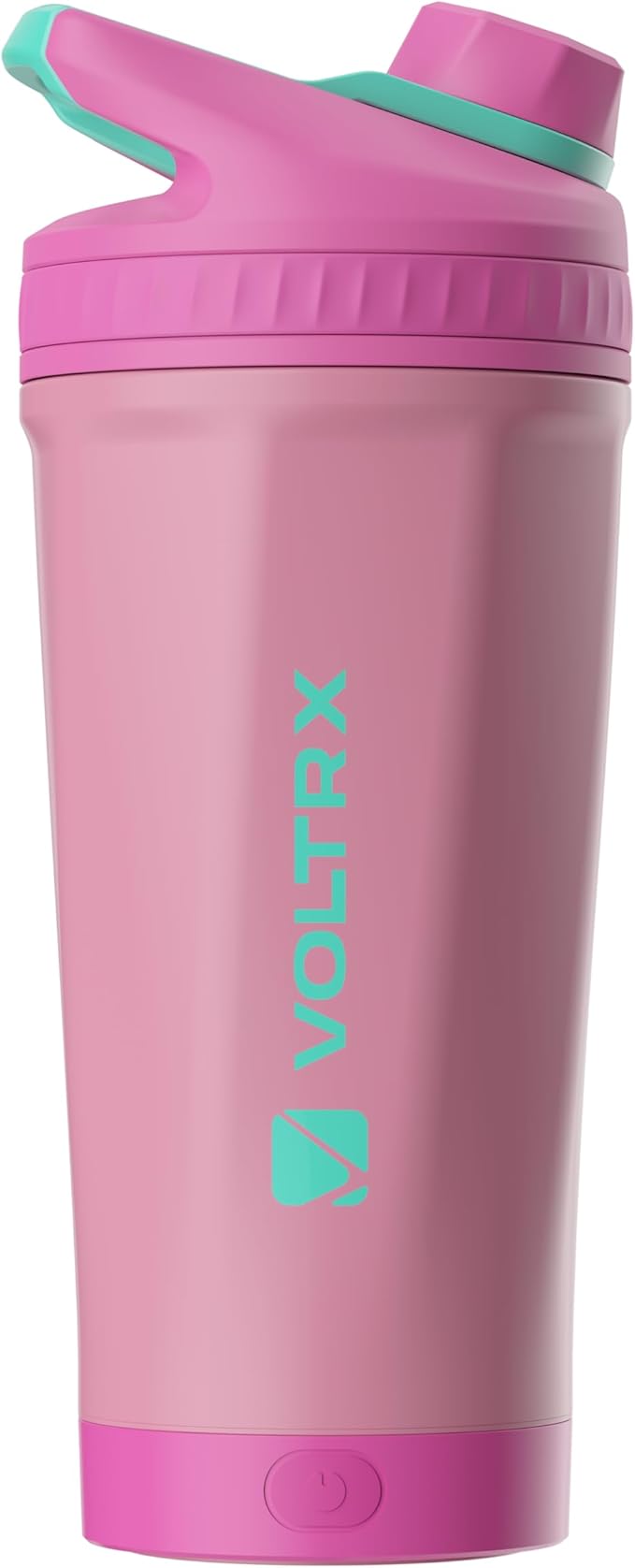 VOLTRX ChillMix Shaker Bottle Insulated Stainless Steel - USB C Rechargeable Electric Protein Shake Mixer, Shaker Cups for Protein Shakes and MealReplacement, Chrome Steel (Radiant Rose)
