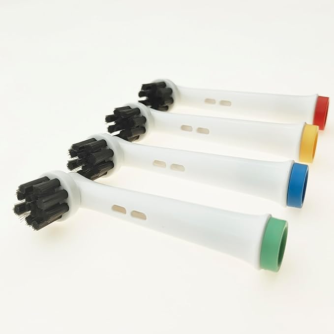 Replacement Toothbrush Heads Compatible with Oral-B Braun Electric Toothbrushes, Black, Bamboo-Charcoal Infused Bristles Refills for 3756 3757 3765 3744 3709 3762 4704 4739 4729 (4)