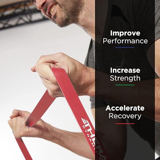 THERABAND High Resistance Band, Elastic Super Bands for Improving Flexibility, Injury Rehab, & Full Body Workouts, Heavy Duty Stretch Bands for Powerlifting, Light, Red, 15 lbs. Resistance