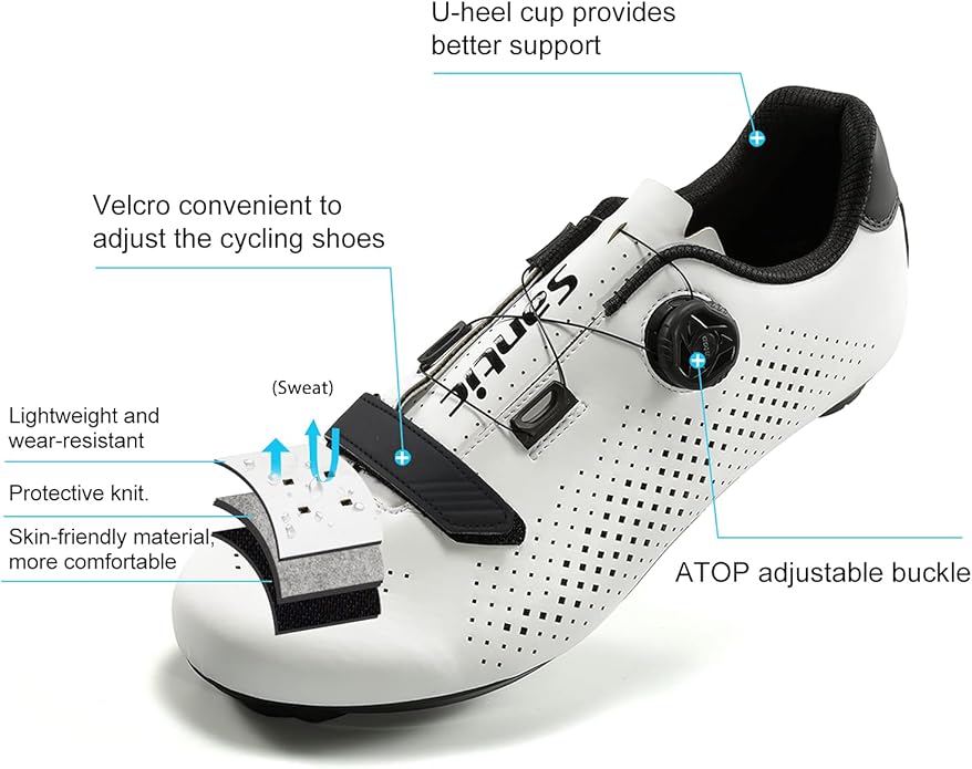 Santic Men's Cycling Shoes Road Cycling Riding Shoes Road Bike Shoes with Buckle- Roadway New
