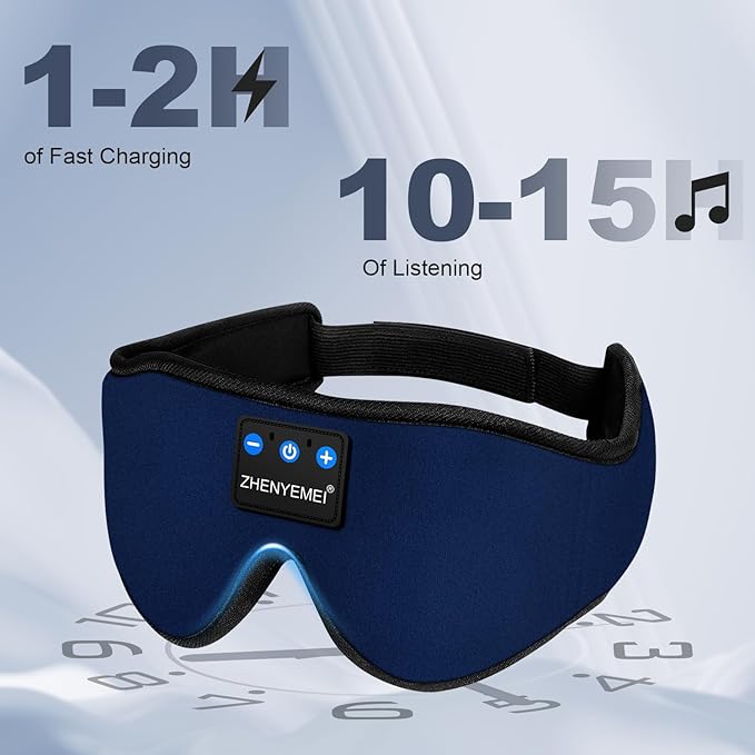 Sleep Mask with Headphones Bluetooth 5.4 Wireless, Sleep Headphone with Microphone Built-in HD Speakers Music, Eye Mask for Sleeping Travel Meditation for Men Women Girl Cool Gadgets