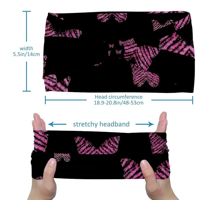 Butterfly on Black Background Headbands for Women, Fashion Knotted Headband Wide Hairband Girls Hair Accessories